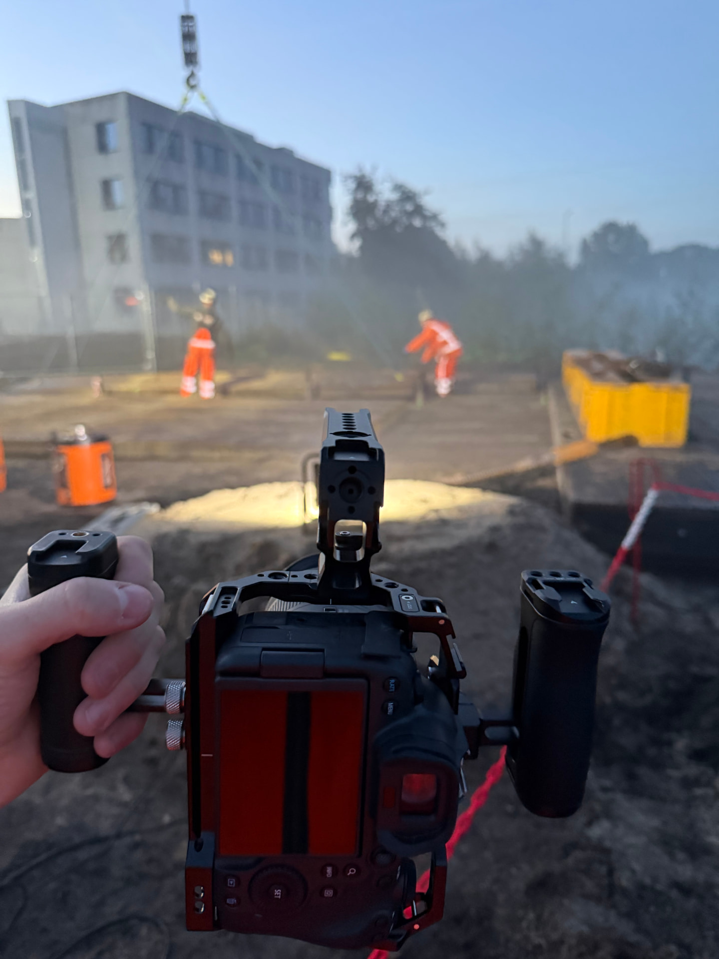 Filmcamera op de bouwplaats van Pullout